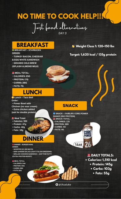 Day 3 - Weight Class 1 meal plan